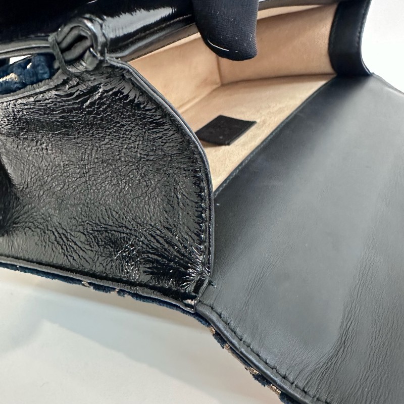 Gucci/古馳絲絨鑽扣酒神中號鏈條包底長25。-10