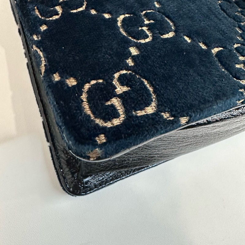 Gucci/古馳絲絨鑽扣酒神中號鏈條包底長25。-14