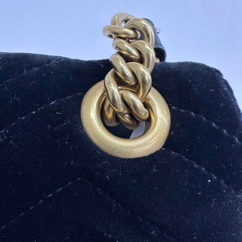 Gucci/古馳絲絨馬蒙22黑色斜挎包-12