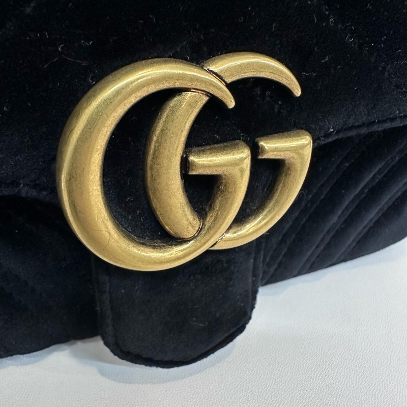 Gucci/古馳絲絨馬蒙22黑色斜挎包-13