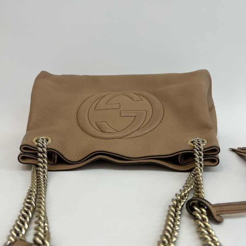 Gucci/古馳粉色soho流蘇單肩包-4