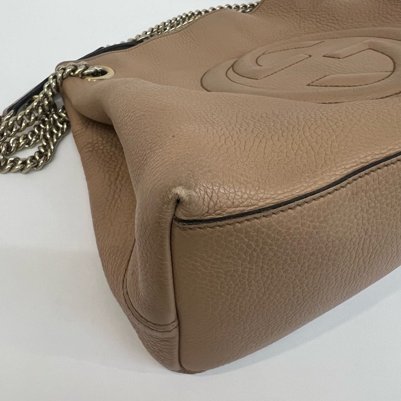 Gucci/古馳粉色soho流蘇單肩包-9