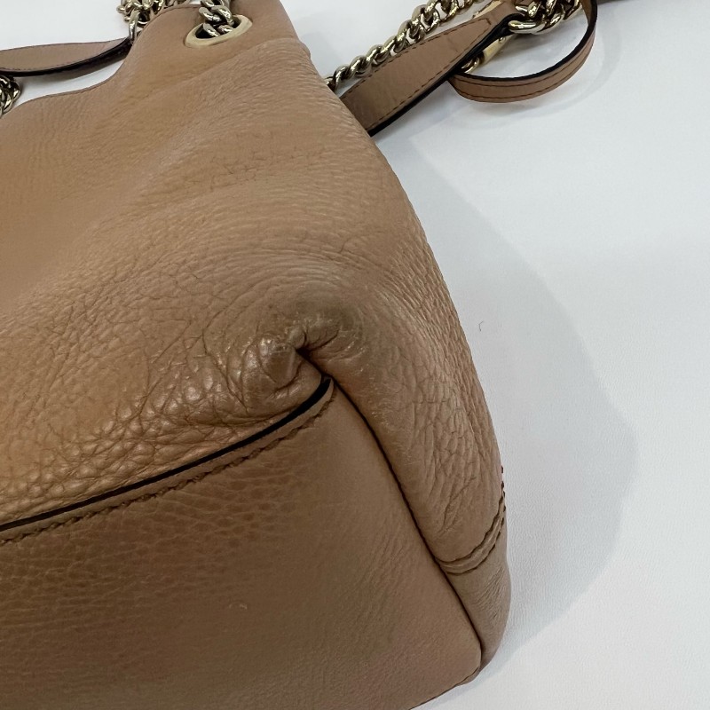 Gucci/古馳粉色soho流蘇單肩包-12