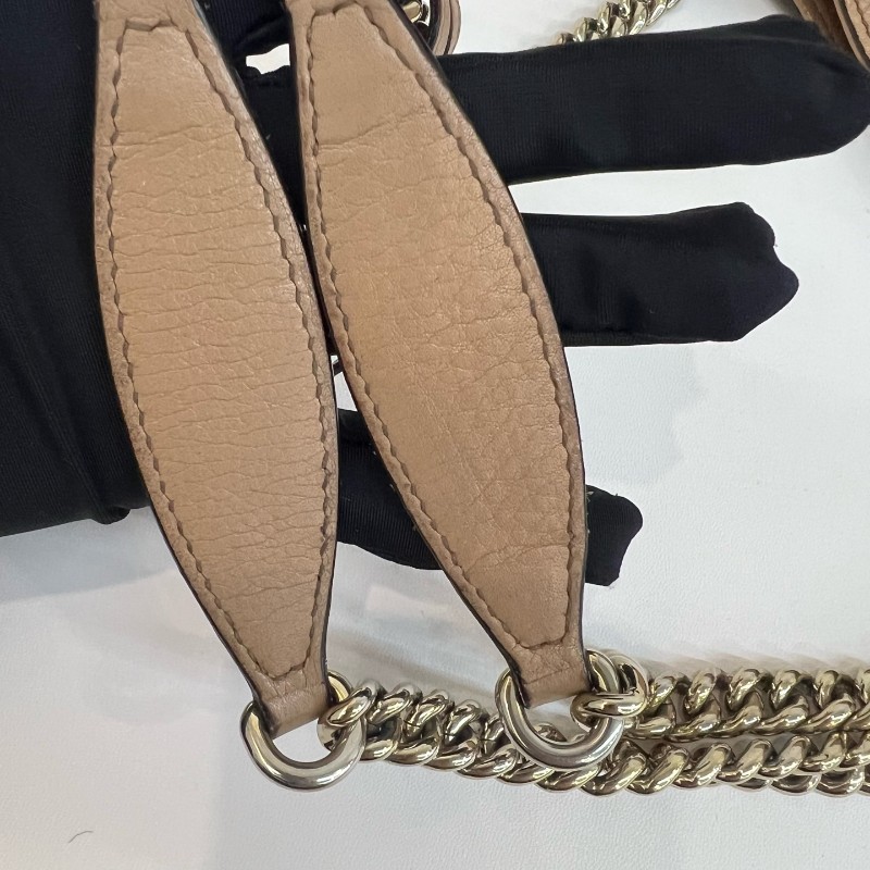 Gucci/古馳粉色soho流蘇單肩包-14