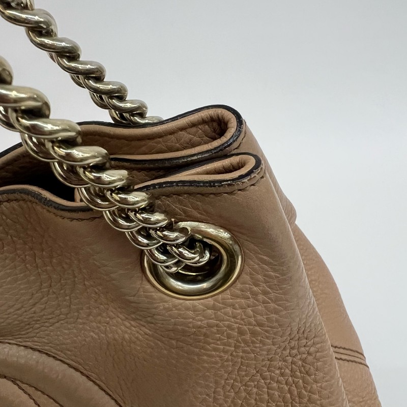 Gucci/古馳粉色soho流蘇單肩包-18