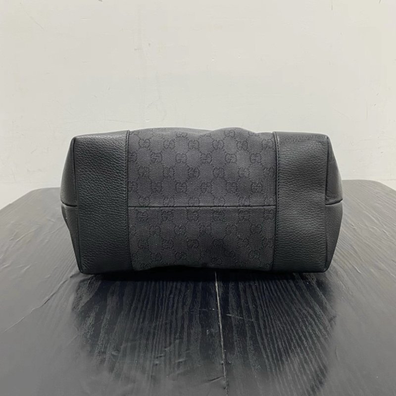 GUCCI 黑色金扣帆布手提肩背腋下包 40*38*16 98新-3