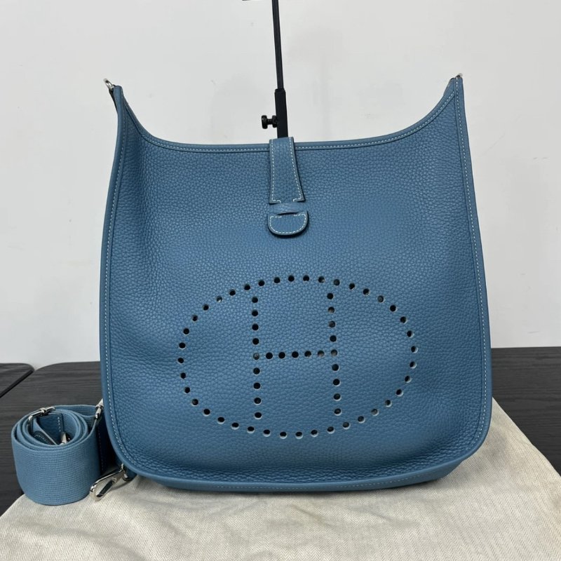 HERMES Evelyne牛仔藍29肩背斜背包 29*30*9 98新配件塵袋-0