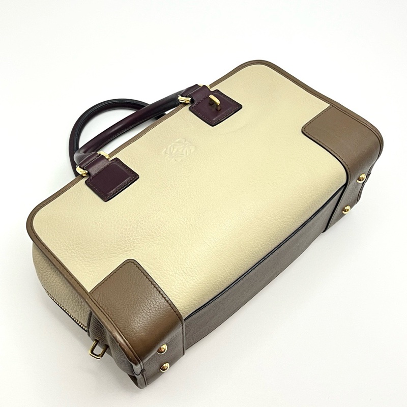 Vintage款!Loewe 羅意威 Amazona 拼色金扣手提包-2