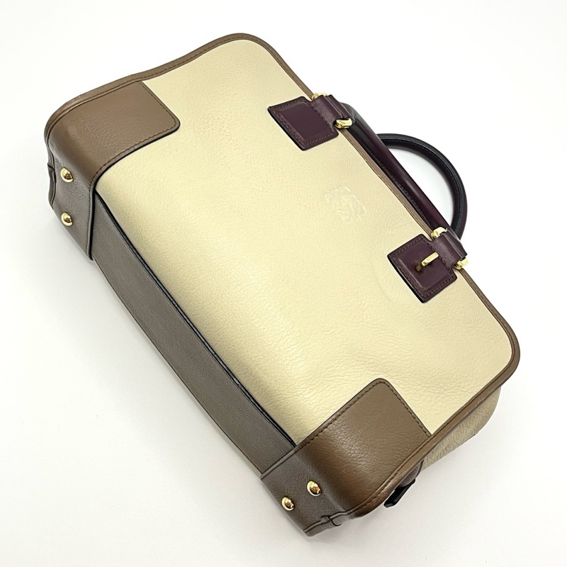 Vintage款!Loewe 羅意威 Amazona 拼色金扣手提包-3