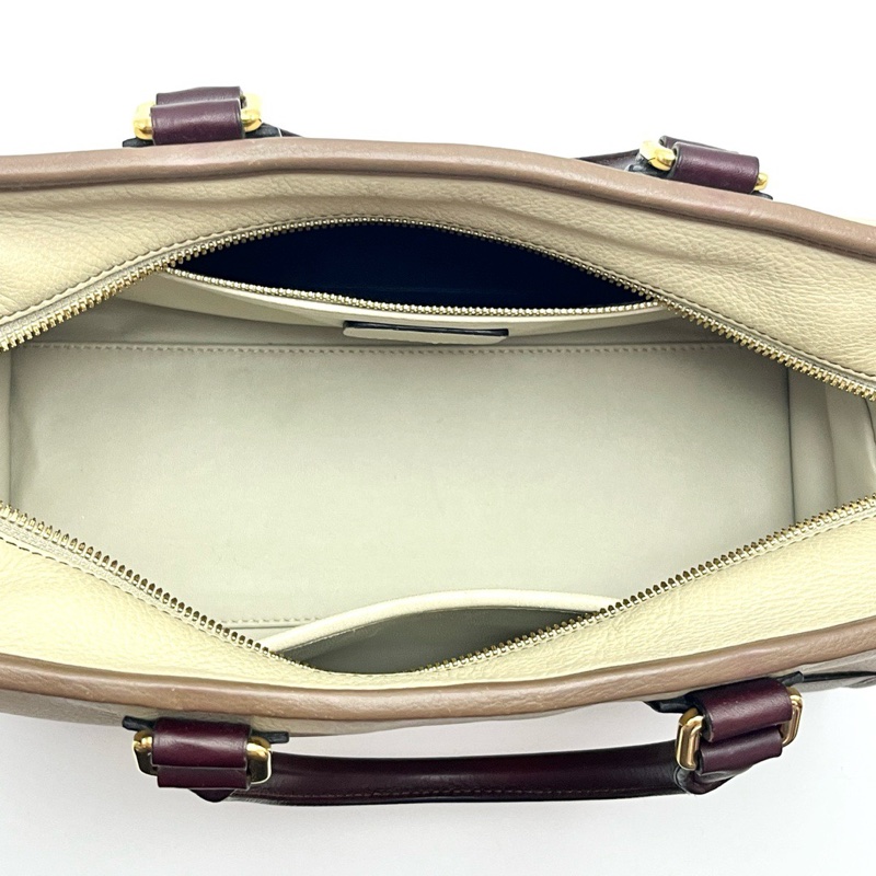 Vintage款!Loewe 羅意威 Amazona 拼色金扣手提包-5