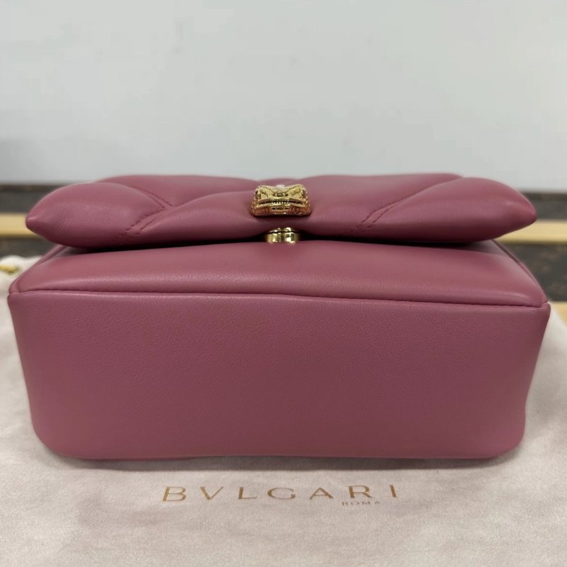 BVLGARI Serpenti Cabovhon粉色金扣蛇頭肩背斜背包包 17*12.5*6 99新配件盒子塵袋保卡雨衣-2