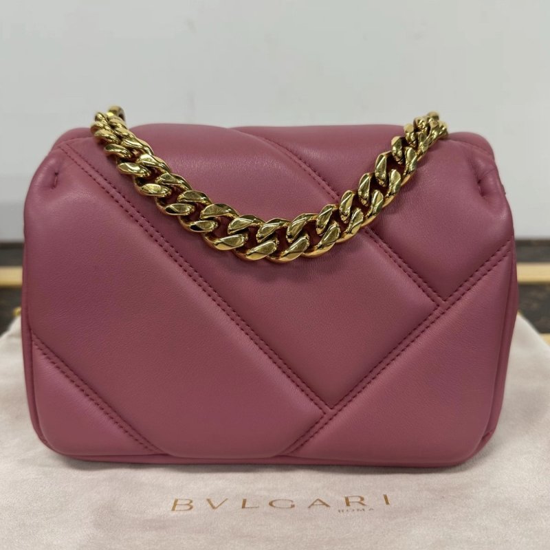 BVLGARI Serpenti Cabovhon粉色金扣蛇頭肩背斜背包包 17*12.5*6 99新配件盒子塵袋保卡雨衣-4