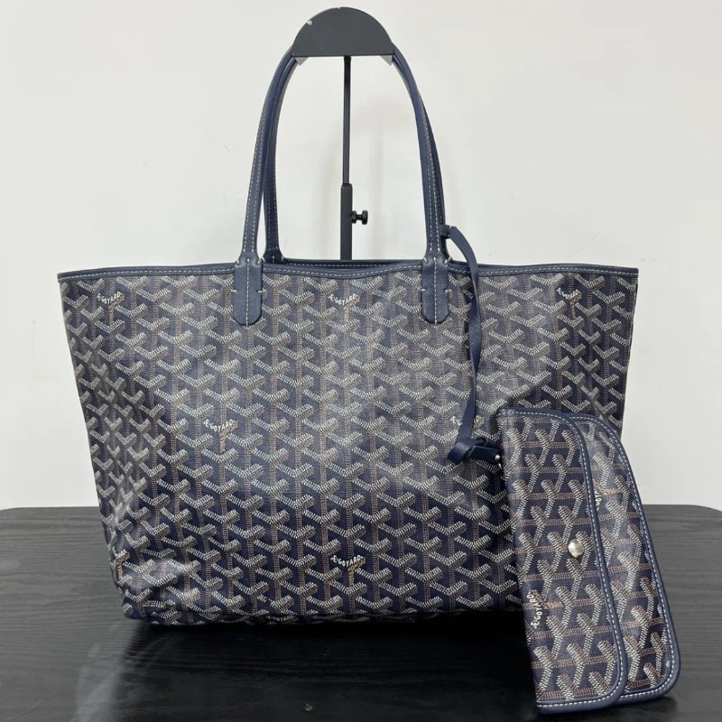 GOYARD 藍色Y字老花中號肩背子母購物袋 34*26*14 98新-0