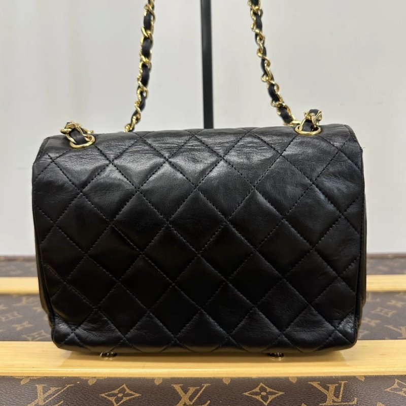 CHANEL 中古黑金大雙C羊皮信封肩背斜背包 19*13*4 98新配件塵袋-5