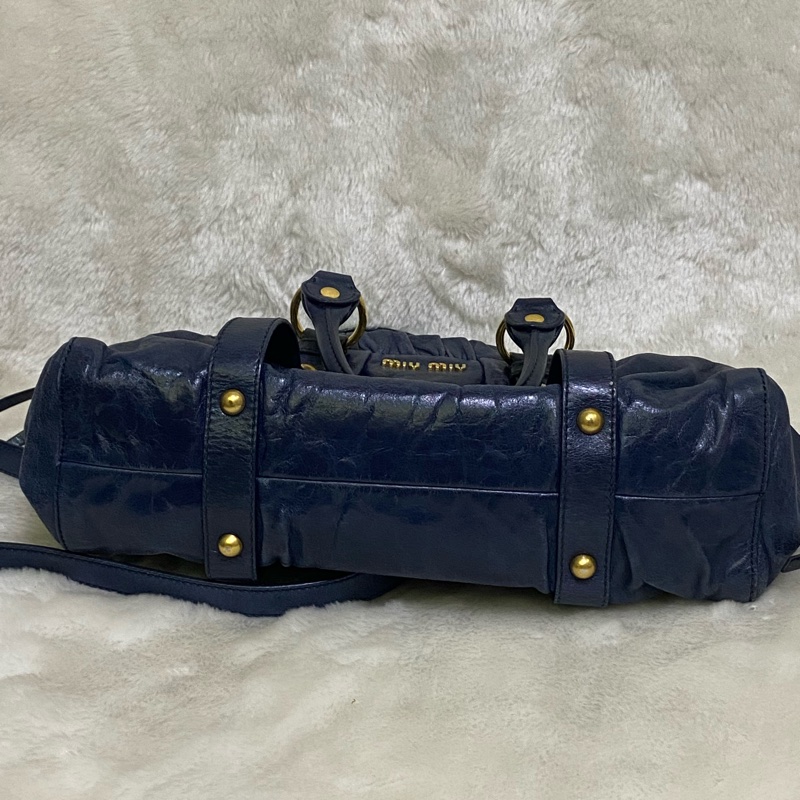 Miumiu 深藍手提斜挎側背包-8