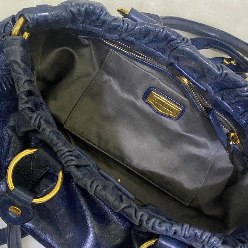 Miumiu 深藍手提斜挎側背包-9