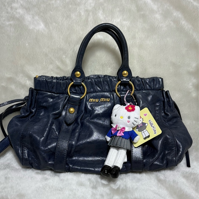 Miumiu 深藍手提斜挎側背包-0