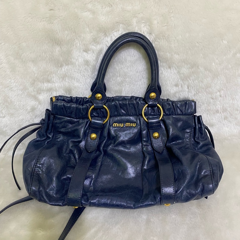 Miumiu 深藍手提斜挎側背包-1