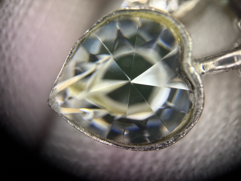 Chanel Vintage 06P 水鑽銀心形CC頸鏈-16