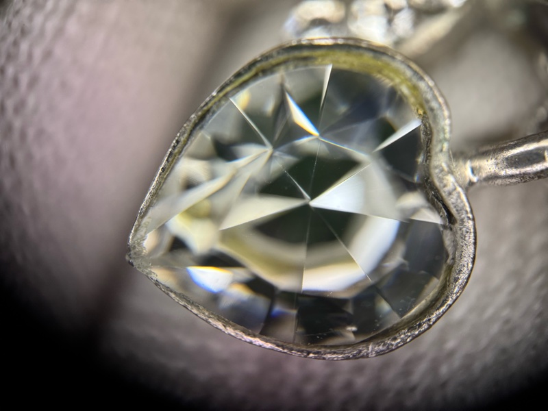 Chanel Vintage 06P 水鑽銀心形CC頸鏈-17