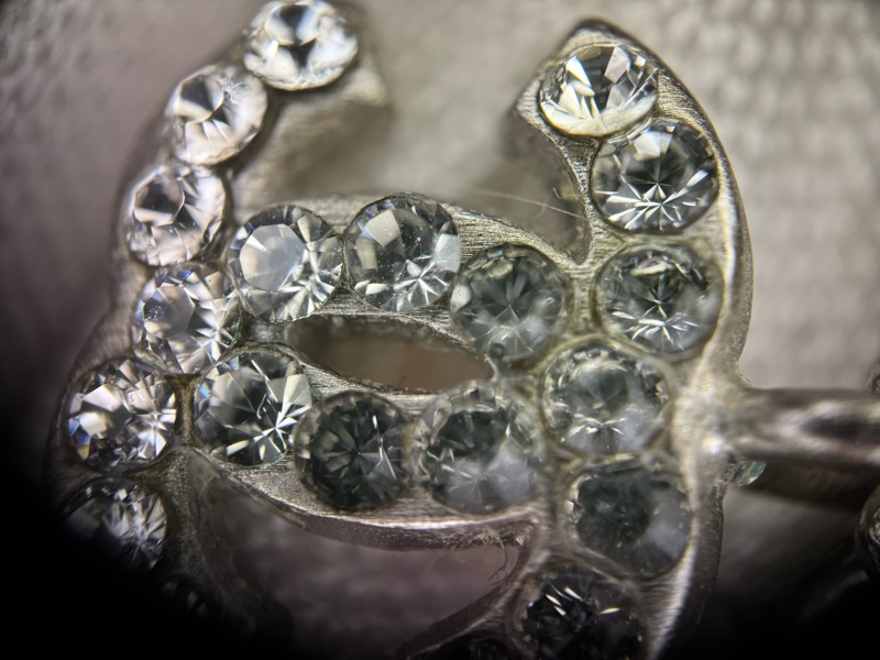 Chanel Vintage 06P 水鑽銀心形CC頸鏈-6