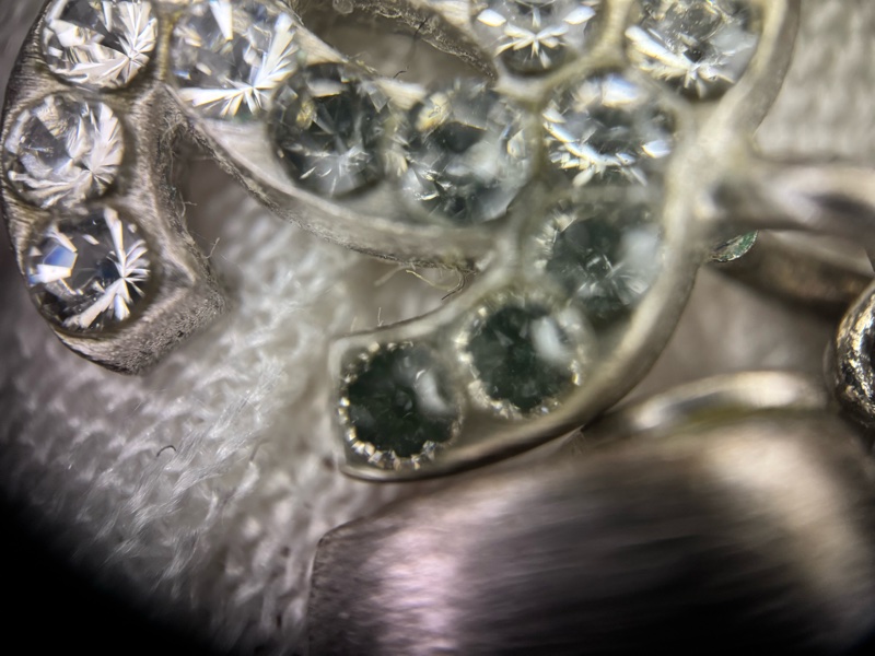 Chanel Vintage 06P 水鑽銀心形CC頸鏈-7