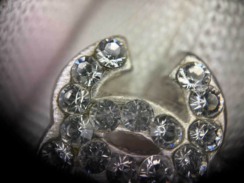 Chanel Vintage 06P 水鑽銀心形CC頸鏈-8