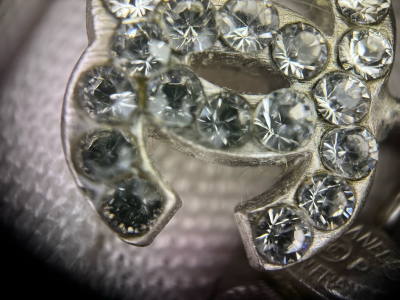 Chanel Vintage 06P 水鑽銀心形CC頸鏈-9