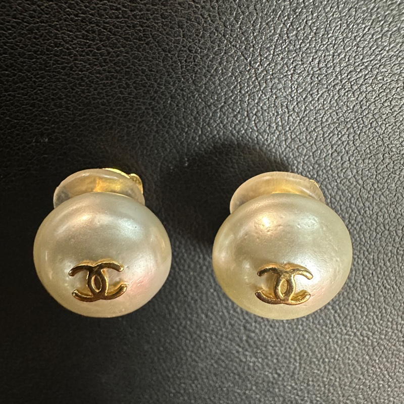 Chanel Vintage 95A 仿珍珠圓粒白色耳夾-2