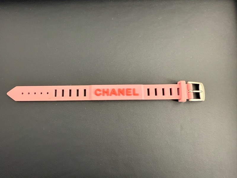 Chanel Vintage 99P 橡膠粉色配桃色字手帶-0
