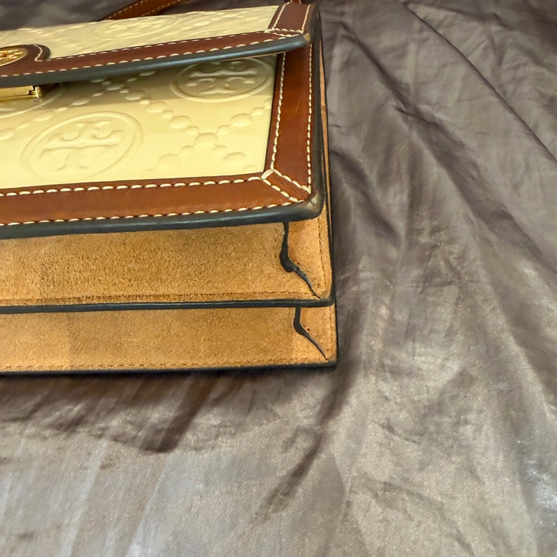 「JL精品代購」Tory Burch 白漆皮 拼棕肩背包-9