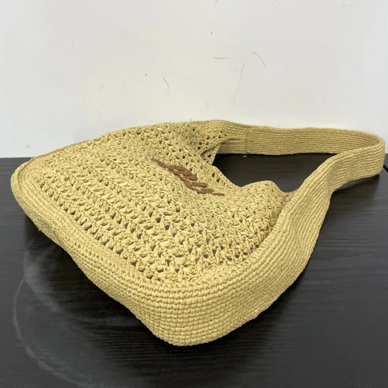 MIUMIU Raffia 編織拉菲草hobo子母腋下包 30*30*5 全新閒置配件塵袋-2