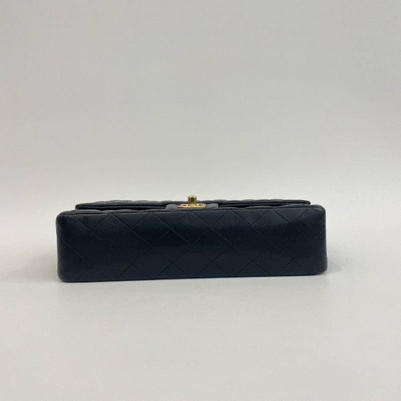 Chanel/香奈兒黑金羊皮cf中號17開雙蓋鏈條單肩斜挎包。-4