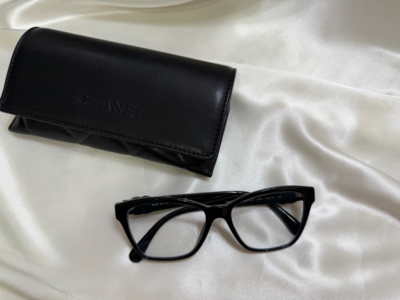 Chanel 平光眼鏡 水鑽logo-1