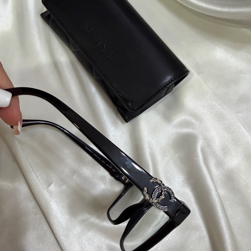 Chanel 平光眼鏡 水鑽logo-4