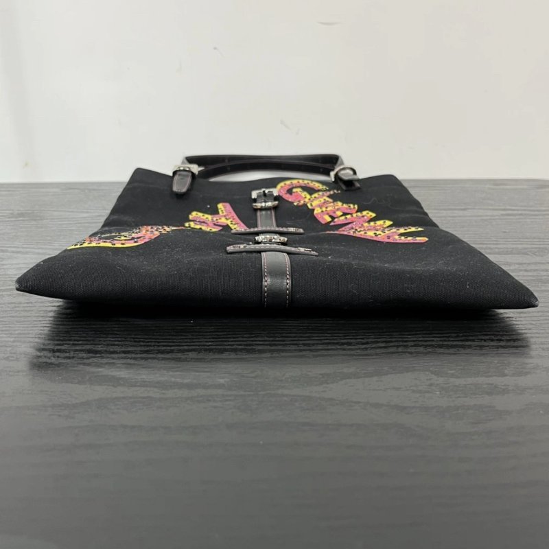 GIVENCHY 黑色水鑽帆布塗鴉琴譜托特包 27*32 98新-4