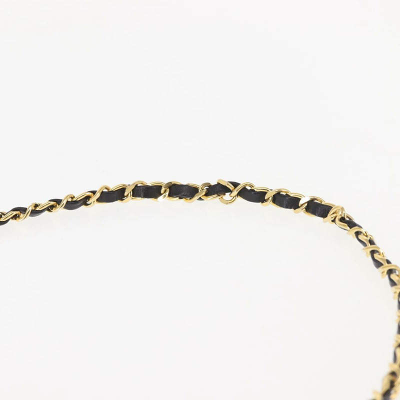 【日本直送】香奈兒 (CHANEL) 絎縫鏈條肩背包，羊皮材質，黑色，金色雙C標誌，正品編號 128938V-7