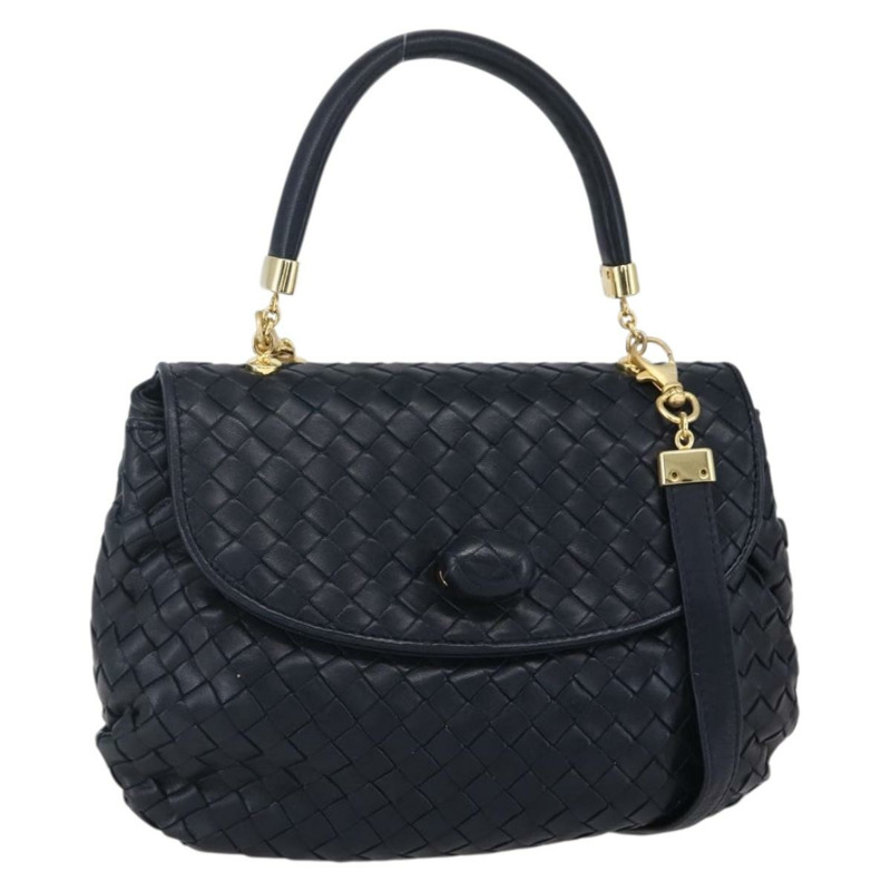 【日本直送】BOTTEGA VENETA INTRECCIATO 手袋 皮革 2way Navy Gold Auth 149061-0