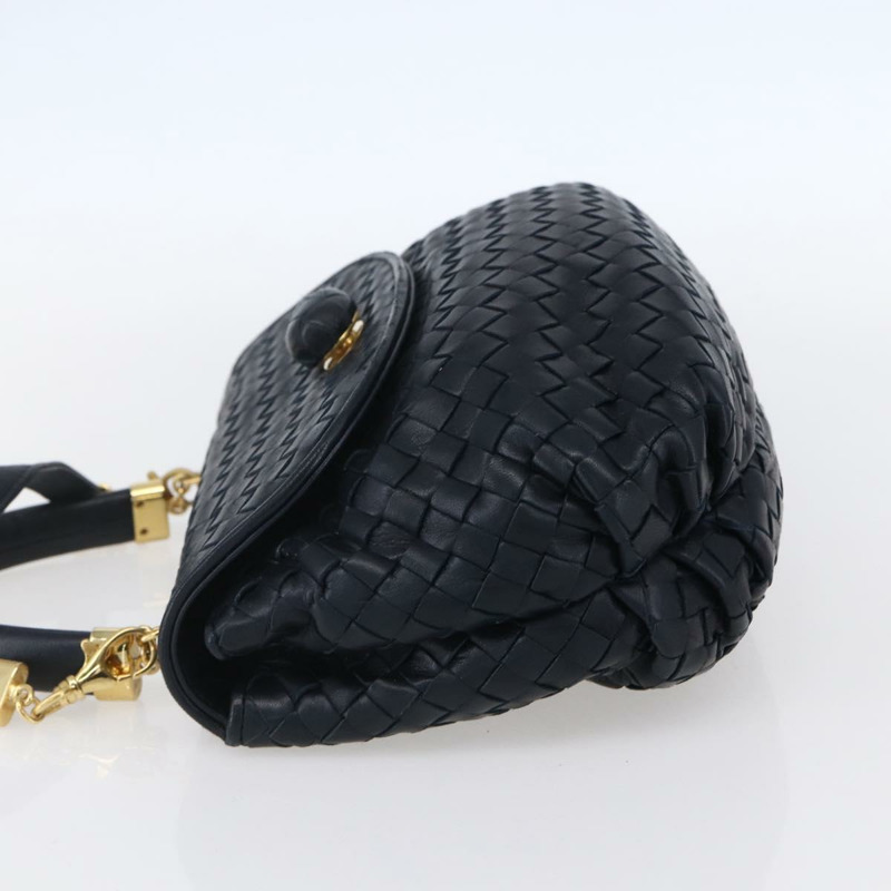 【日本直送】BOTTEGA VENETA INTRECCIATO 手袋 皮革 2way Navy Gold Auth 149061-3