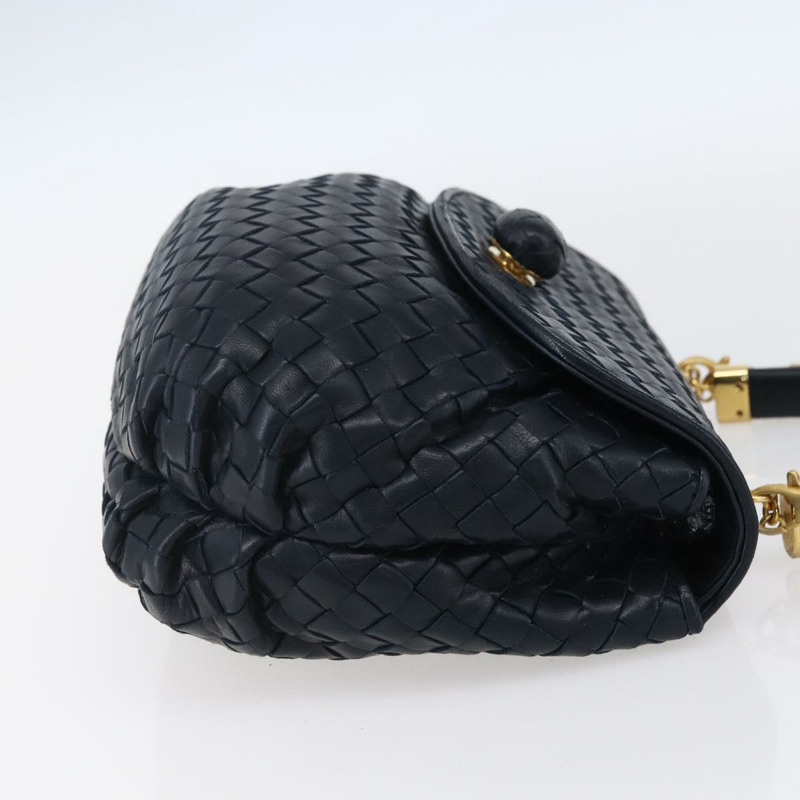 【日本直送】BOTTEGA VENETA INTRECCIATO 手袋 皮革 2way Navy Gold Auth 149061-4