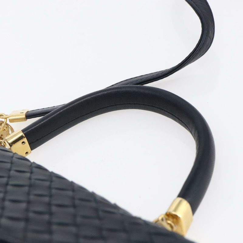 【日本直送】BOTTEGA VENETA INTRECCIATO 手袋 皮革 2way Navy Gold Auth 149061-7