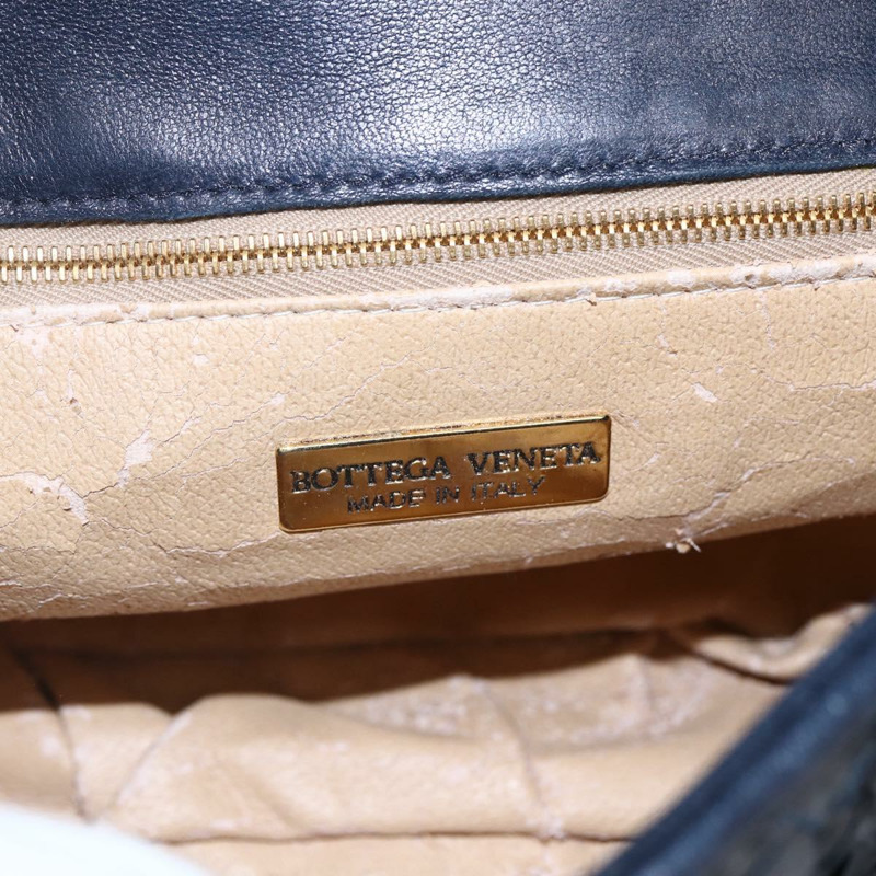 【日本直送】BOTTEGA VENETA INTRECCIATO 手袋 皮革 2way Navy Gold Auth 149061-15