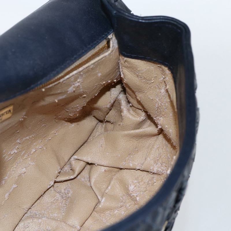 【日本直送】BOTTEGA VENETA INTRECCIATO 手袋 皮革 2way Navy Gold Auth 149061-17