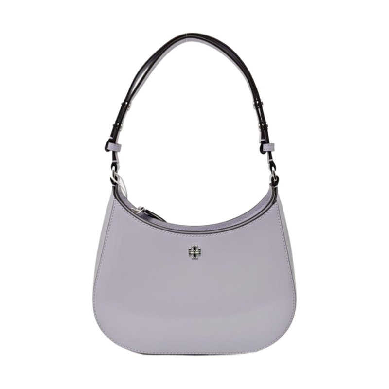 TORY BURCH 淺紫色皮革肩背包 銀色五金-0