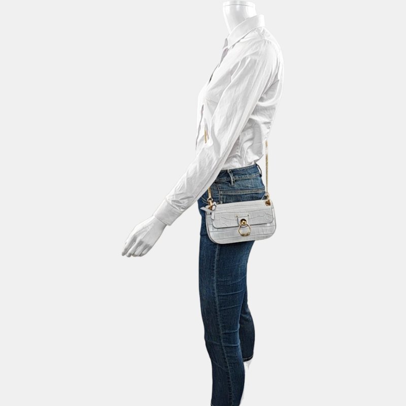 Chloé Tess 小號 藍灰色牛皮鱷魚紋圓環肩背包斜背包-1