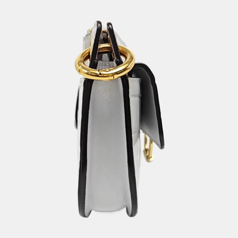 Chloé Tess 小號 藍灰色牛皮鱷魚紋圓環肩背包斜背包-3