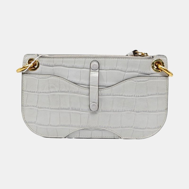 Chloé Tess 小號 藍灰色牛皮鱷魚紋圓環肩背包斜背包-4