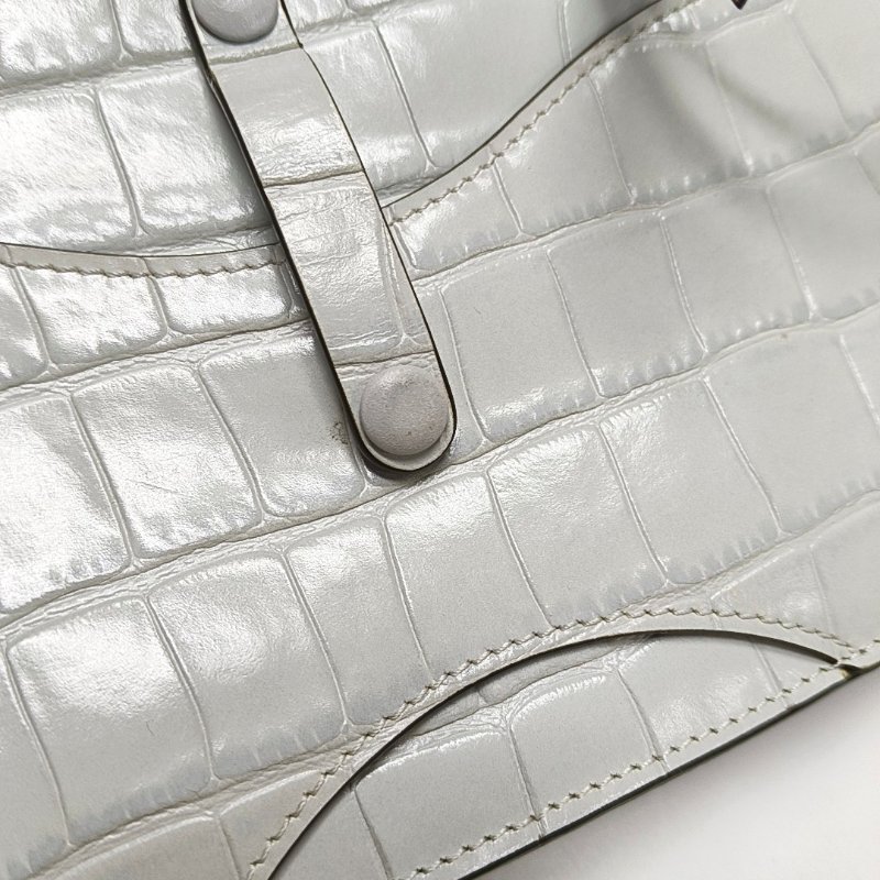 Chloé Tess 小號 藍灰色牛皮鱷魚紋圓環肩背包斜背包-8