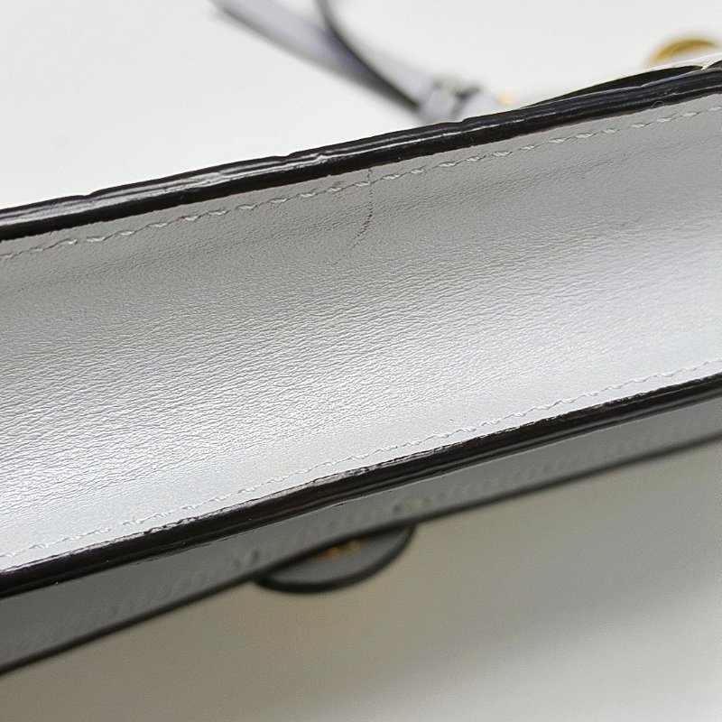 Chloé Tess 小號 藍灰色牛皮鱷魚紋圓環肩背包斜背包-9