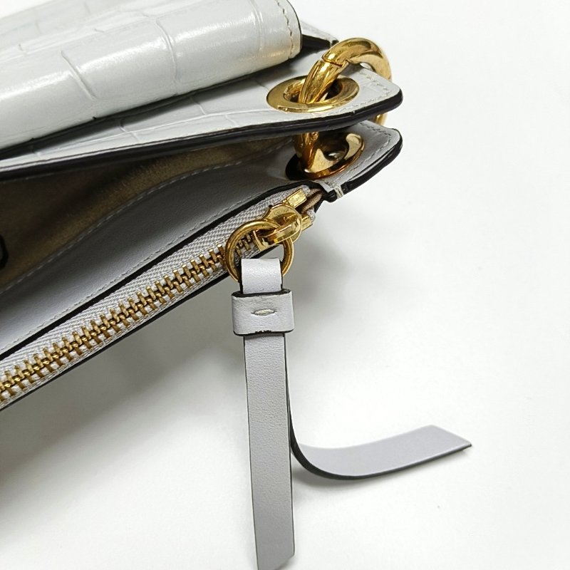 Chloé Tess 小號 藍灰色牛皮鱷魚紋圓環肩背包斜背包-10